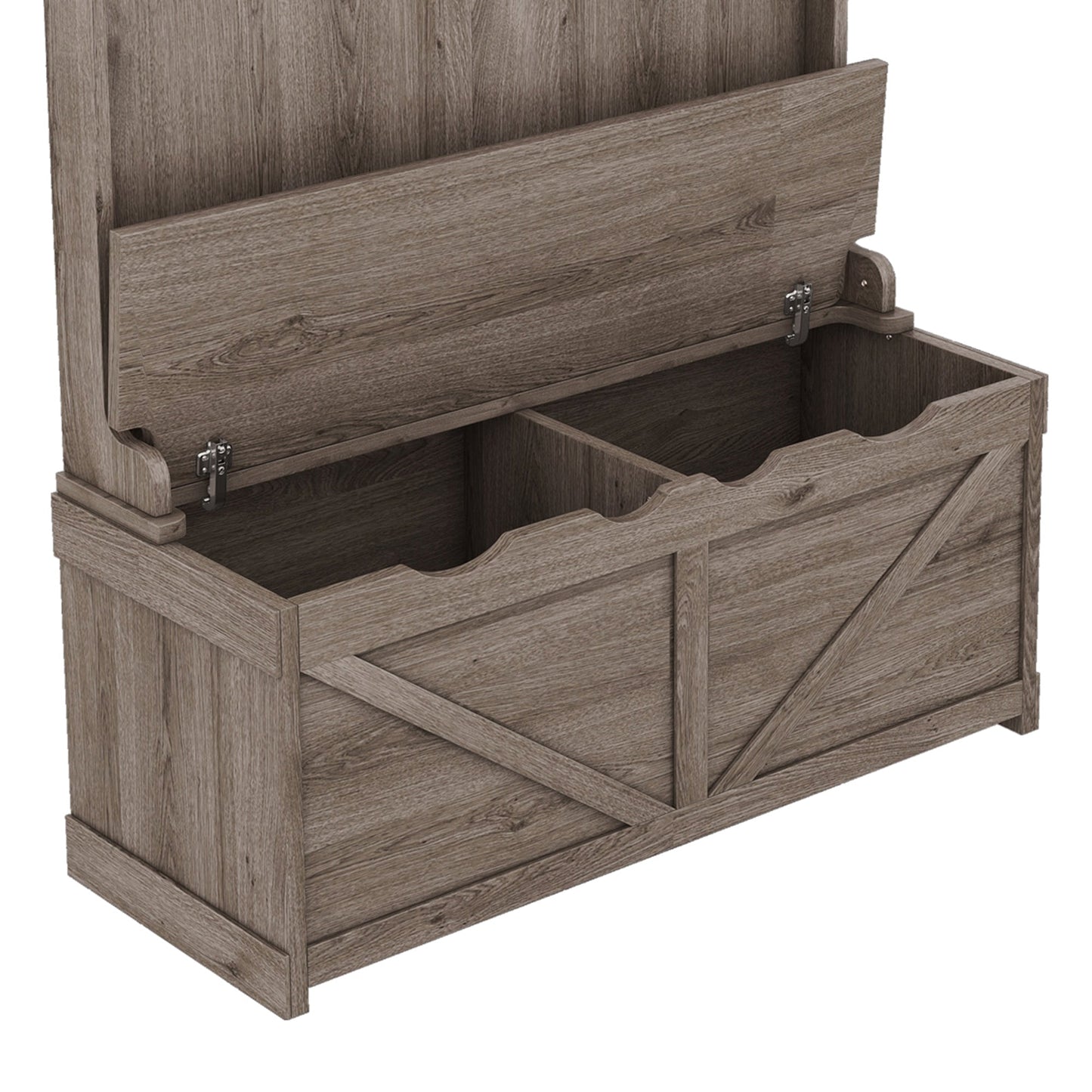 Hall tree with storage desk, entrance desk with drawers and 5 hooks, display rack,Oak - Korvel