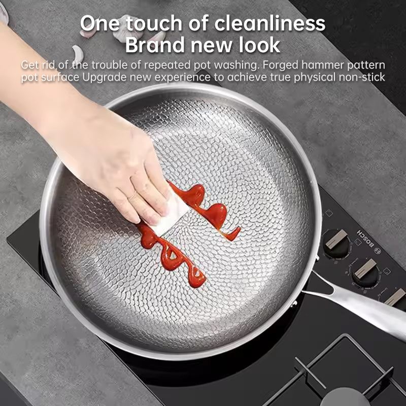 German uncoated pure titanium frying pan with fish - scale hammer pattern. Non - stick, ideal for household steak frying, a piec - Korvel