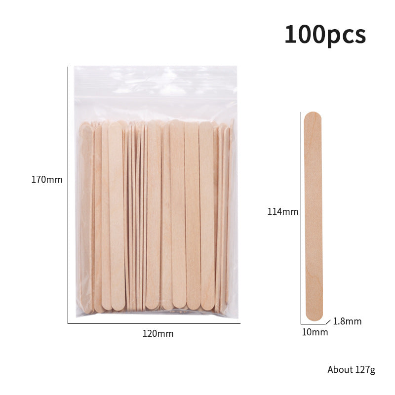 100-Piece Bag of Disposable Wooden Sticks for Hair Removal Waxing and Scraping Tools - Korvel