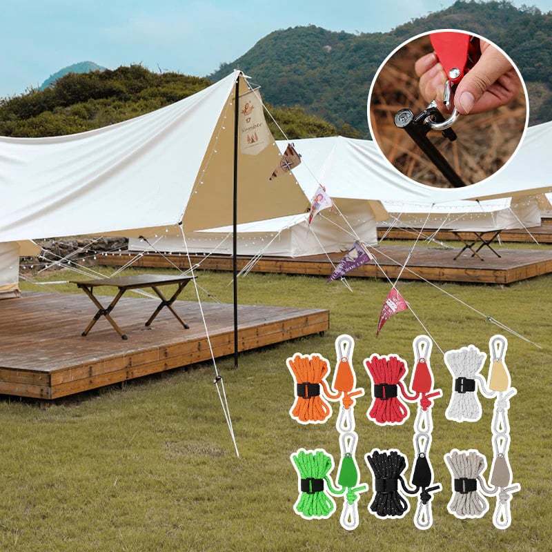 Camping Tent Tie Down Rope Tightener Fastening Pulley Ratchet Hangers Awning Rope Hook Canopy Buckle Rope Tightening Straps Tool - Korvel