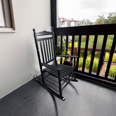 Premium Black Adult Rocking Chair for Outdoor Spaces