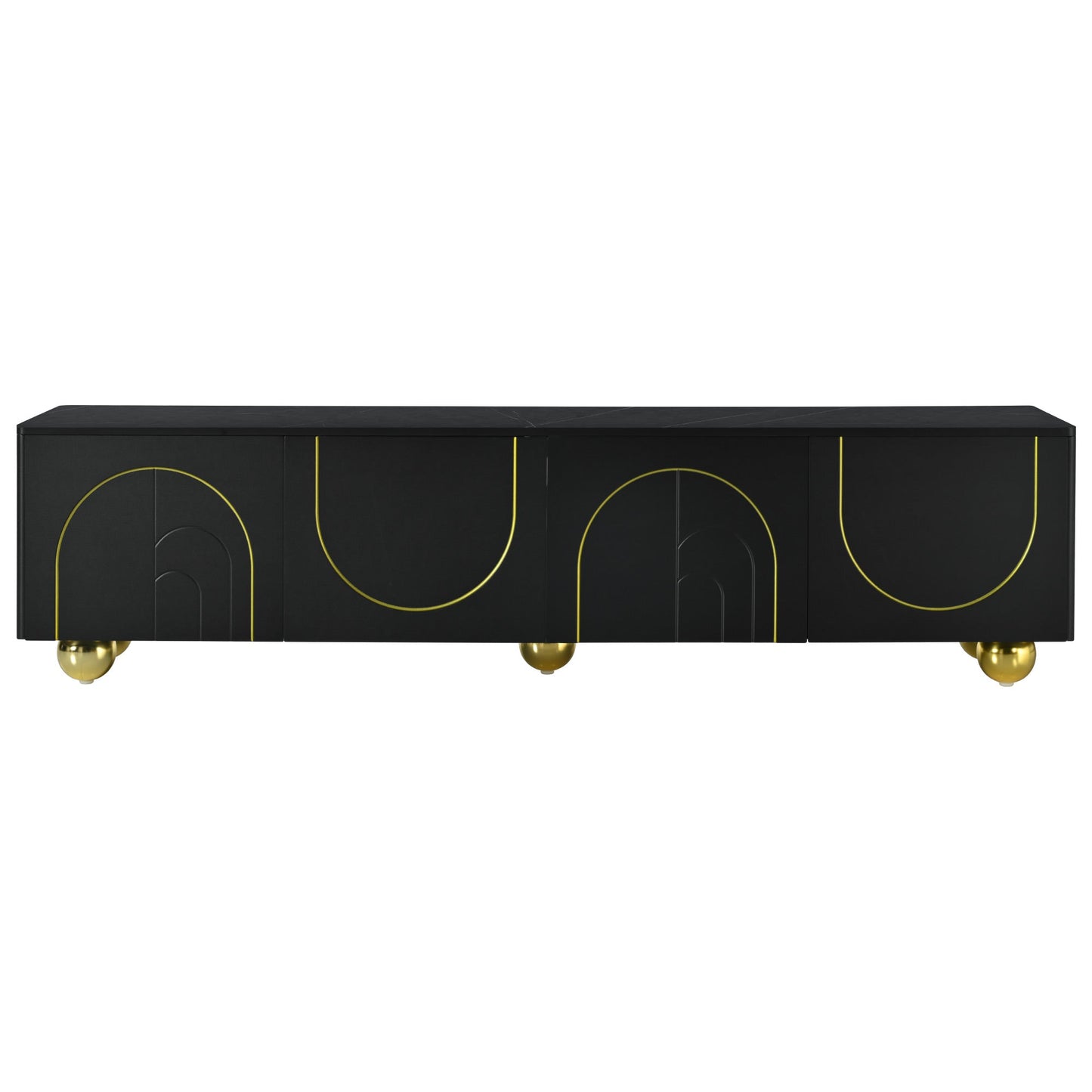 U-Can modern TV stand is suitable for TVs under 75 inches and comes with a storage cabinet top marble pattern and circular stand - Korvel