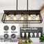 5-Light Farmhouse Chandeliers for Dining Room Metal Rustic Pendant Island Light  Modern Rectangular Island Lights (No Bulbs) - Korvel