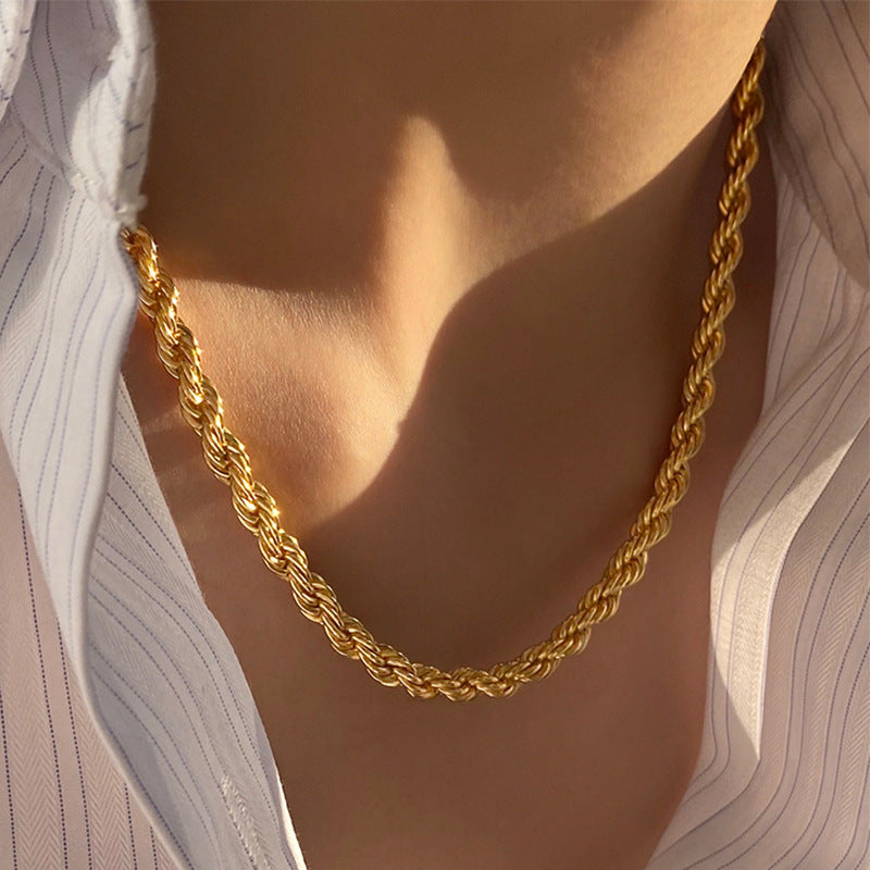 Hip hop gold Fried Dough Twists chain thick bracelet small jewelry chain - Korvel