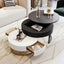 Tables basses empilables rondes modernes avec plateau relevable et tiroirs