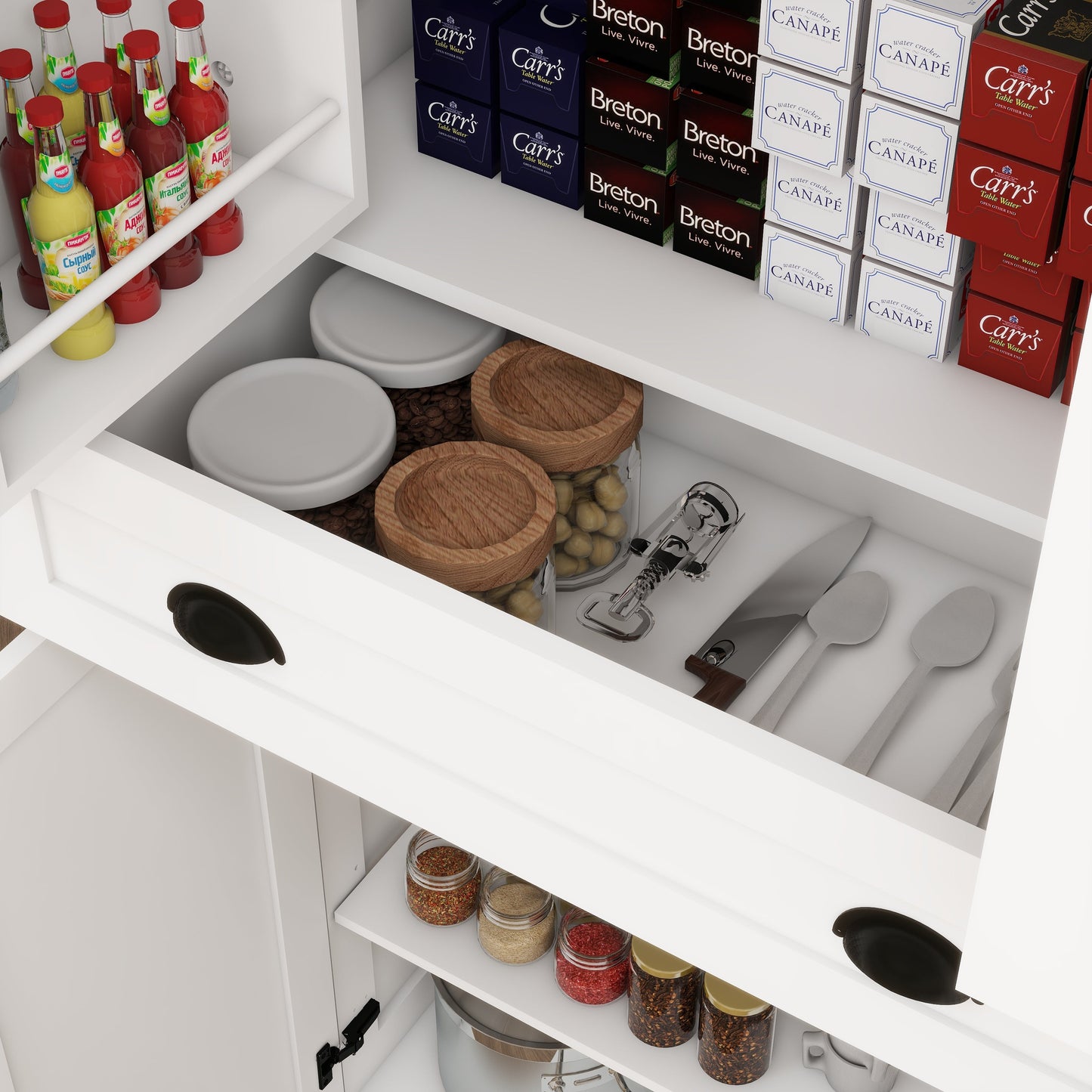 Elegant 71" Kitchen Pantry Storage Cabinet with Adjustable Shelves