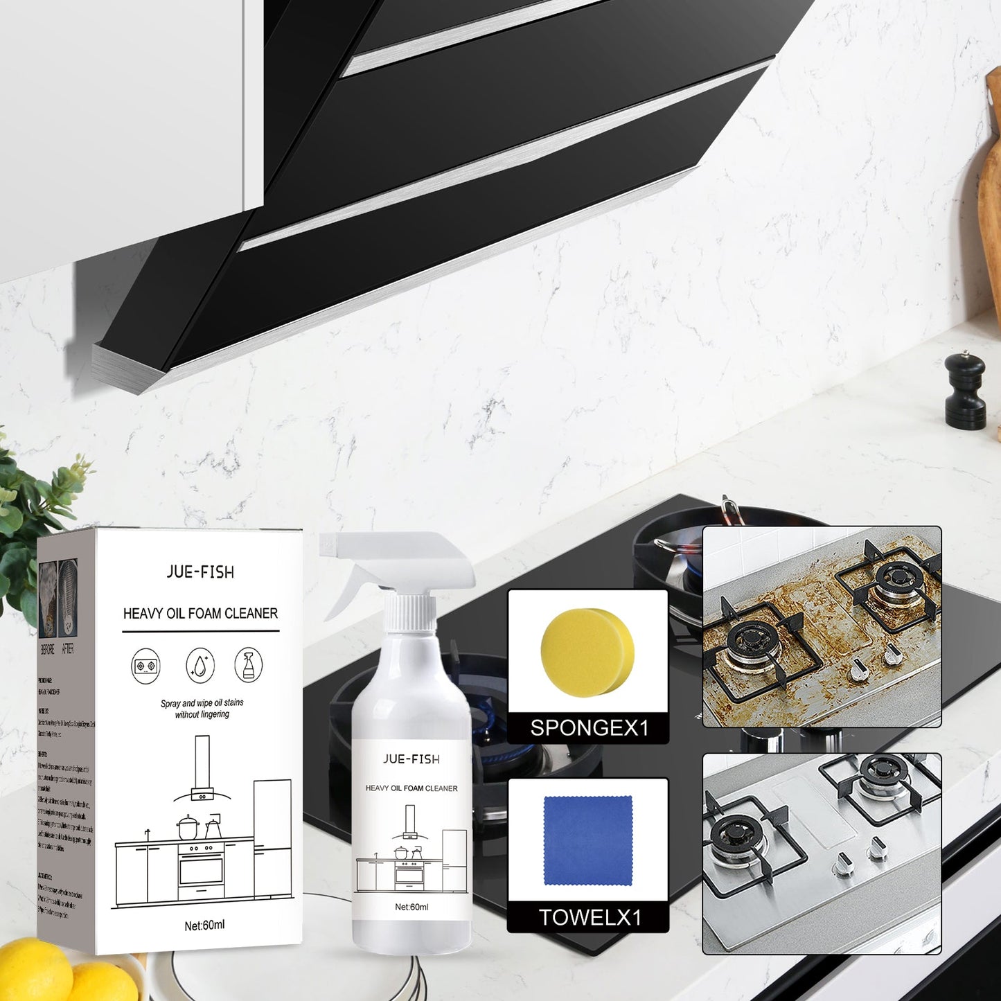 Heavy Oil Foam Cleaner for Kitchen Surfaces