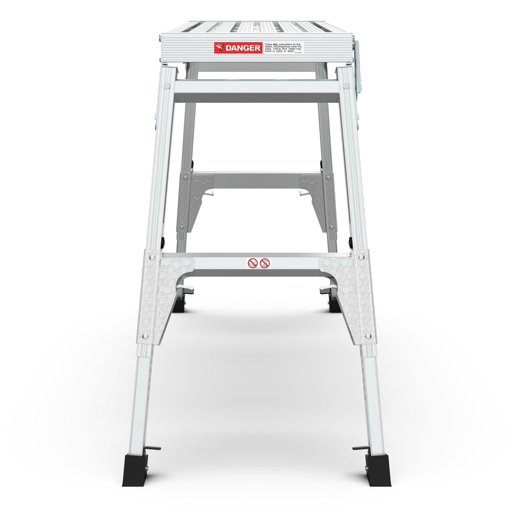 Aluminum Work Platform Large Size Step Stool Folding Portable Work Bench 40" Width Telescopic Feet 22" -27.5" Height Adjustable - Korvel