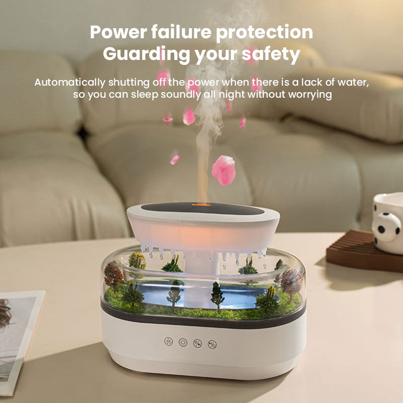 Raindrop - style aroma humidifier with lights, white noise, and essential oil diffusion for home. - Korvel