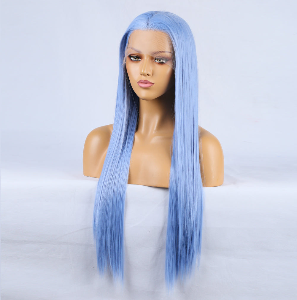 Peluca de Encaje Frontal Azul Fashion Hand Ditch 13x2.5