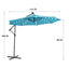 10 FT Solar LED Patio Outdoor Umbrella Hanging Cantilever Umbrella Offset Umbrella Easy Open Adustment with 32 LED Lights - Korvel