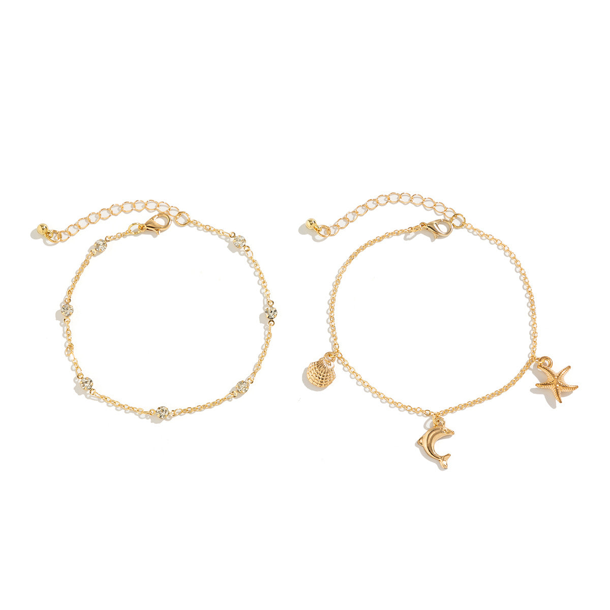 Beach Anklet Star Butterfly Chain Imitation Pearl Foot Chain Ocean Wind Shell Dolphin Foot Jewelry - Korvel
