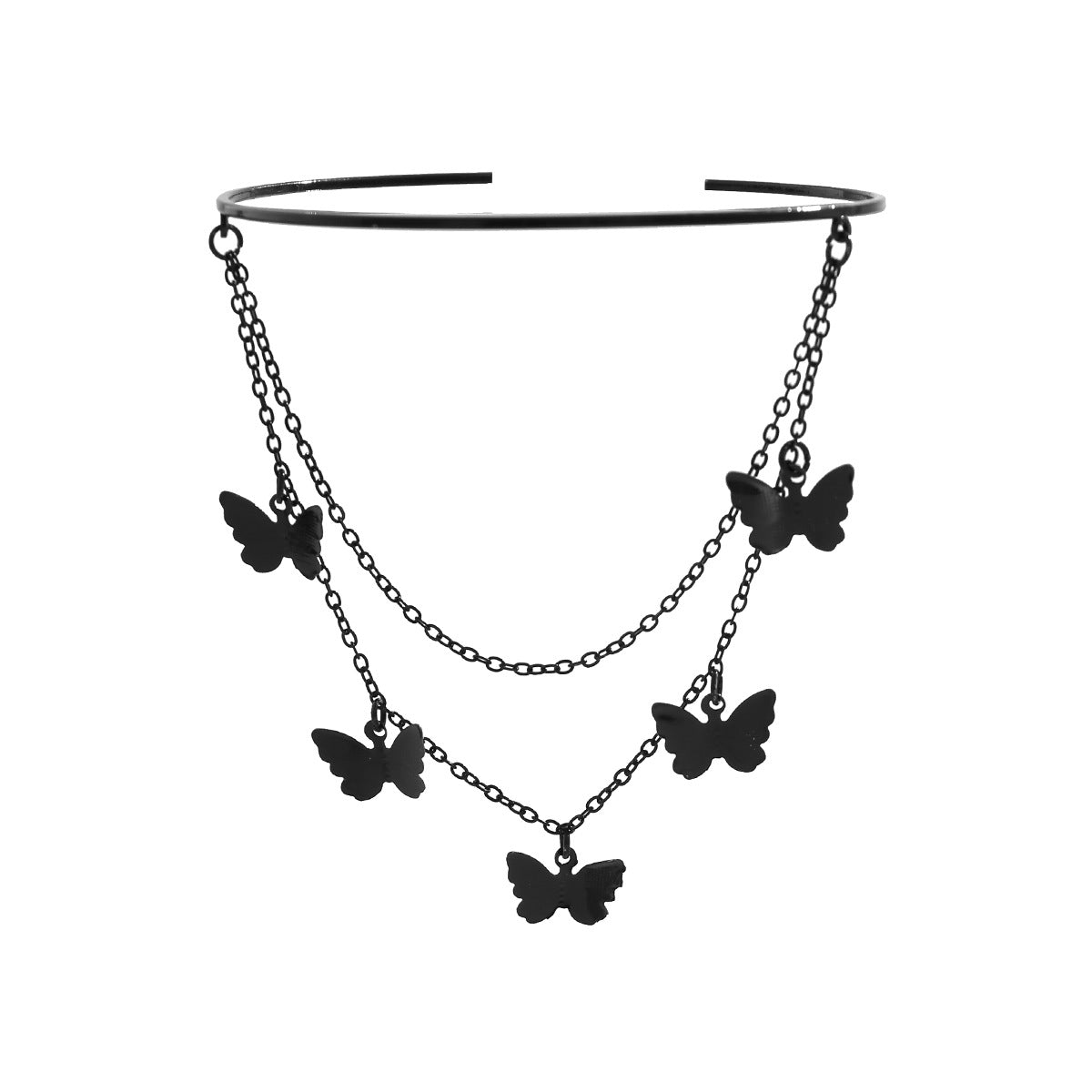 Sweet and Cool Gothic Cross Crystal Chain Multi layer Open Arm Bracelet Hand Ornament Leg Chain - Korvel