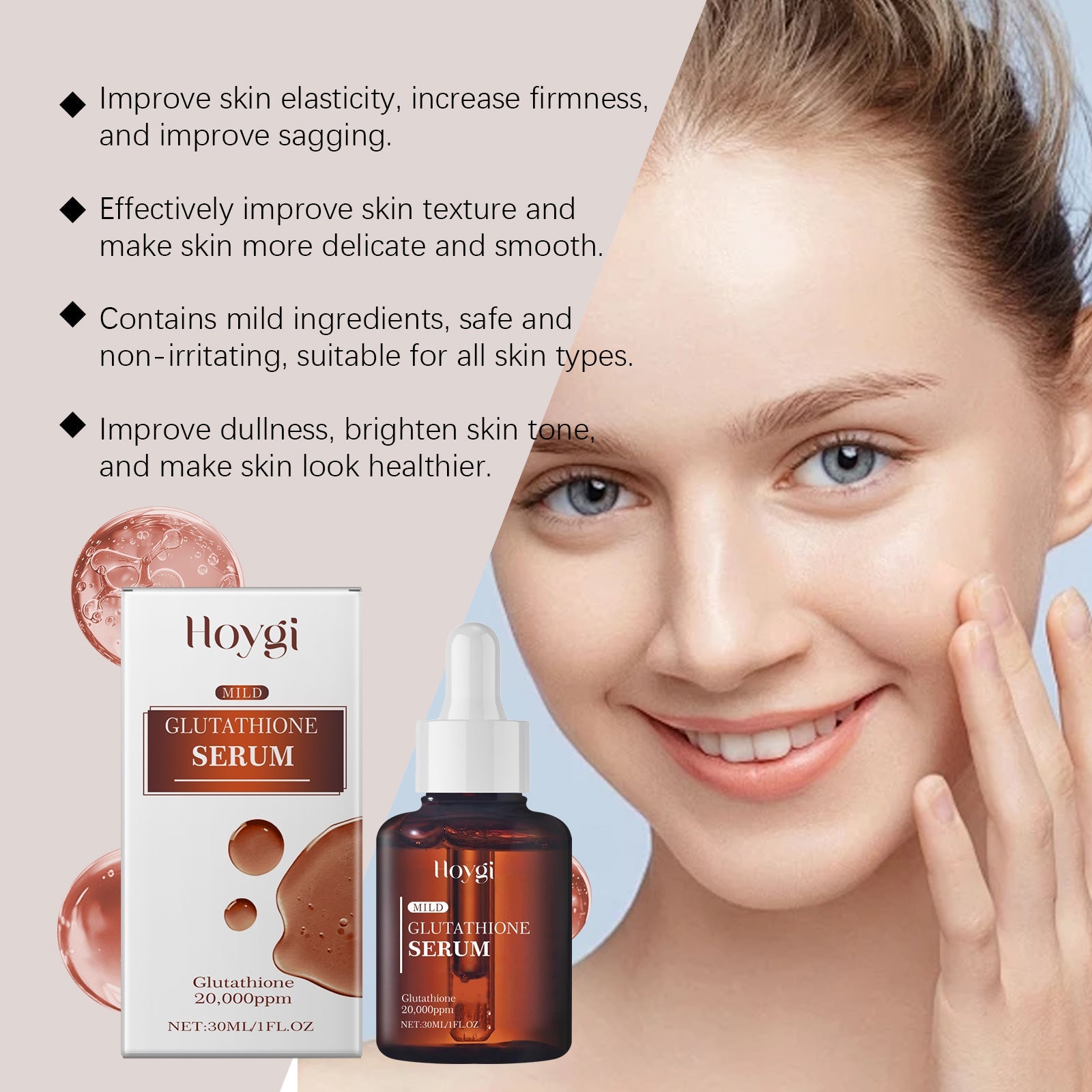 Glutathione Facial Serum Moisturizes And Improves Skin Elasticity, Brightening And Restoring Essence - Korvel