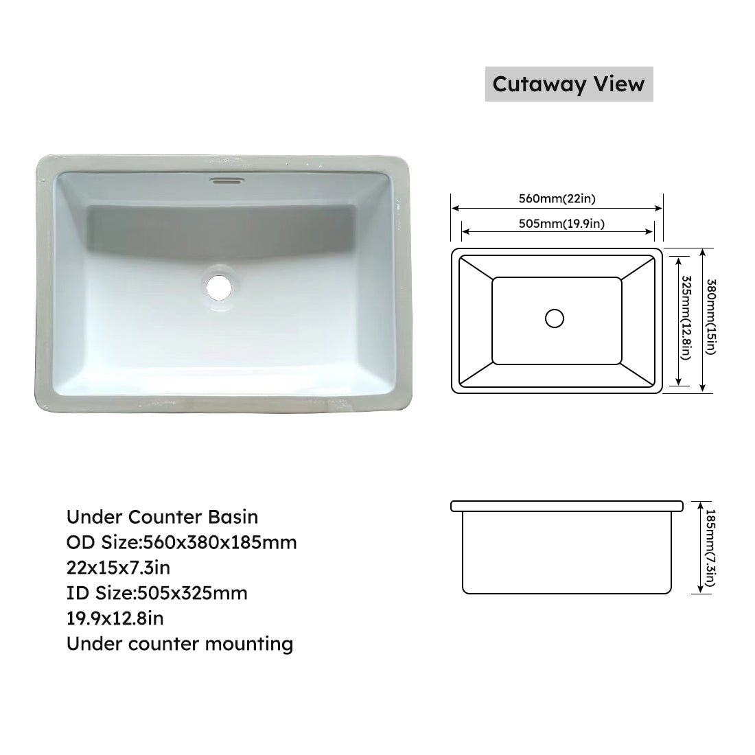 43 inch marble countertop with base rectangular central sink and 4-inch high splash guard, pre drilled 8-inch faucet hole ，white - Korvel