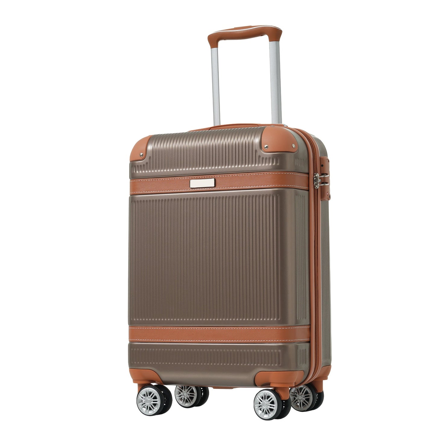 Hardshell Luggage Sets 3 Piece Carry-on Suitcase Double Spinner Wheels with TSA Lock for Men Women, Coppery (20in) - Korvel