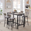 Bar Table Set with 4 Bar stools PU Soft seat with backrest Grey 47.24'' L x 23.62'' W x 35.43'' H - Korvel