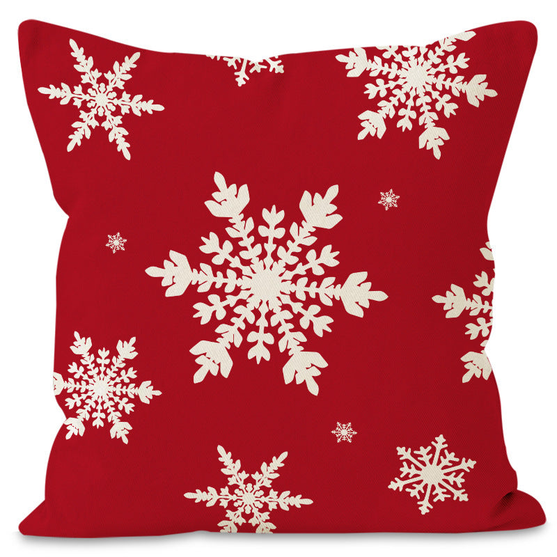 Christmas Snowflake Pillow Cover Linen Checkered Letter Printed Pillow Cover Christmas Theme Cushion Cover - Korvel