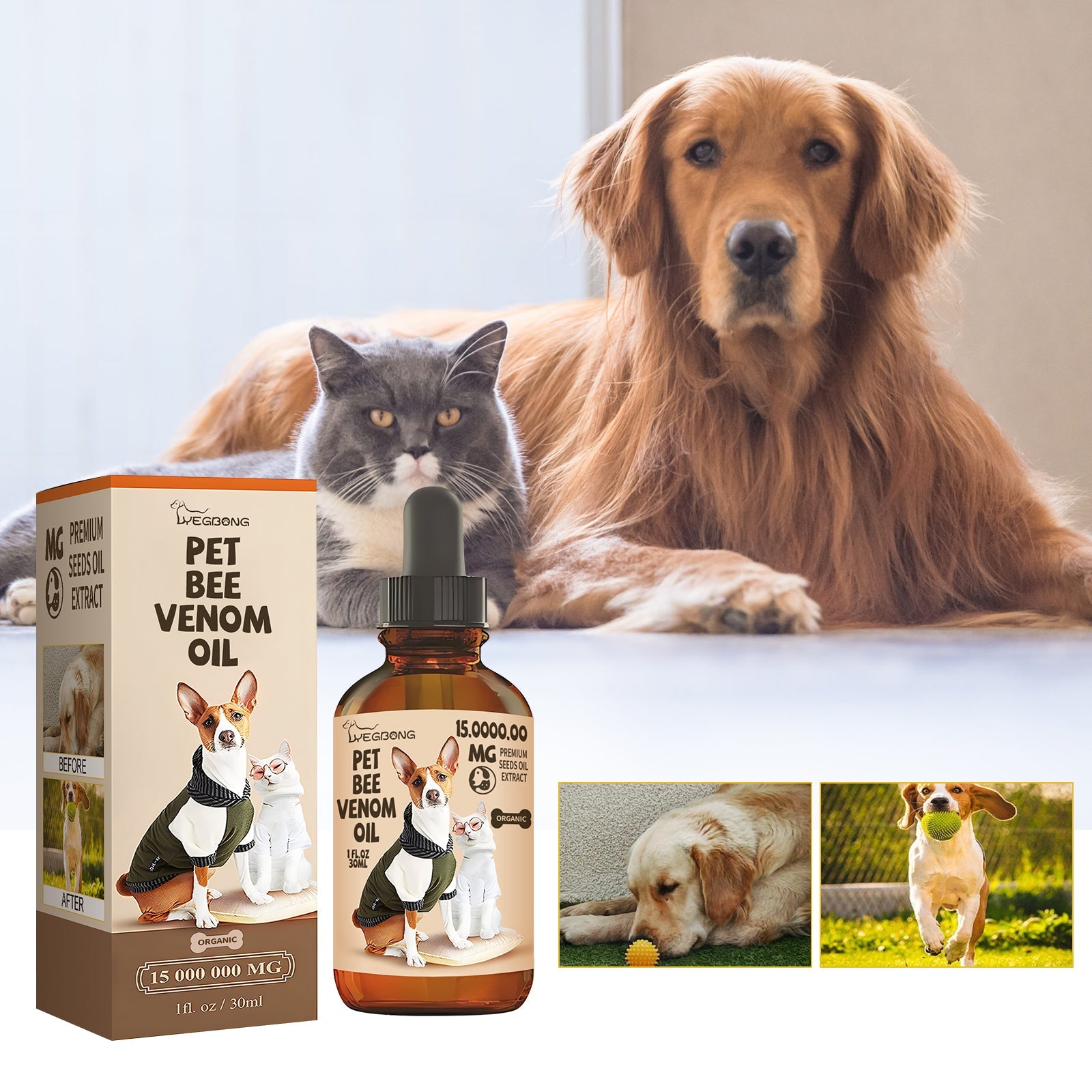 Pet Bee Venom Oil, Joint Care For Cats And Dogs Relieves Joint Pain For Pets Pet Care Water - Korvel