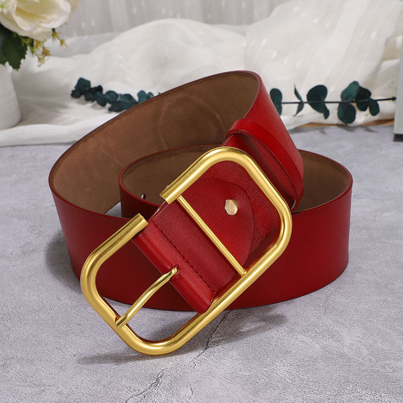 Ceinture décorative large en cuir de vache pour femmes
