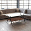 Rectangle Coffee Table with Tempered Glass top and Black Metal Legs, Modern Table for Living Room , Transparent Glass - Korvel
