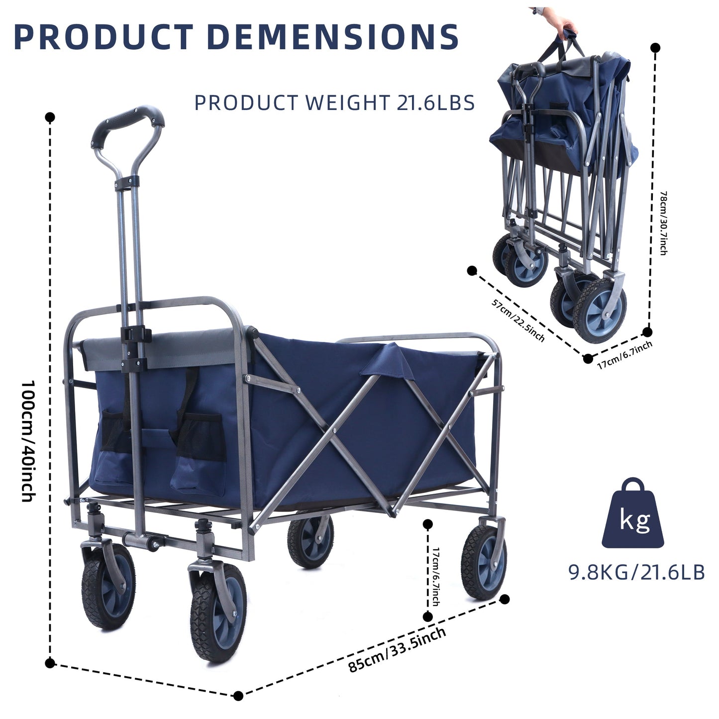 Outdoor Garden Multipurpose Micro Collapsible Beach Trolley Cart Camping Folding Wagon - Korvel