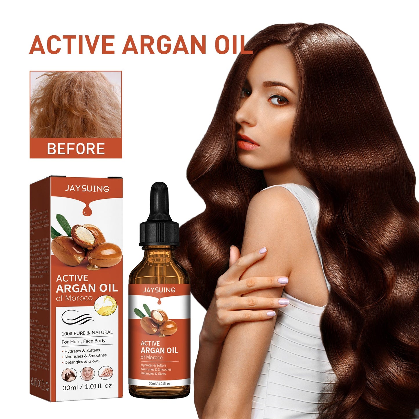 Argan Oil, Repair Dry Hair Supple Hair Moisturizing Care Essential Oil - Korvel