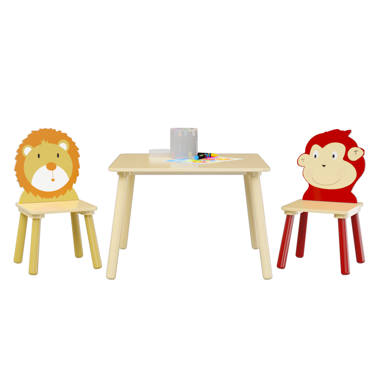 Kids Table and 2 Chairs Set - Wooden Activity Play Set