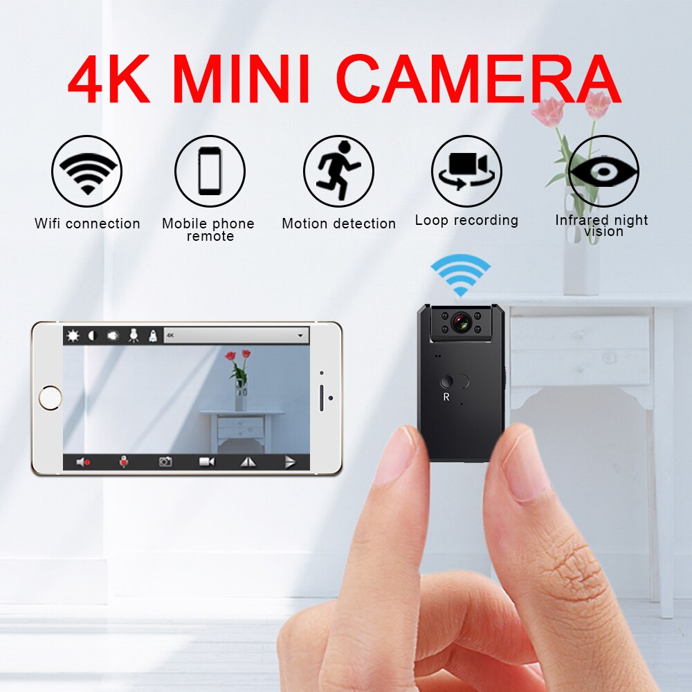 4K Mini WiFi Camcorder with Night Vision and Motion Detection