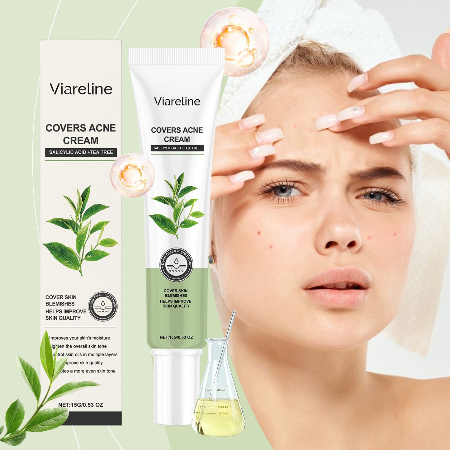 Green Tea Moisturizing Face Cream Gloss Oil Control Clean Balance Skin Moisturizing Moisturizing Skincare Set - Korvel