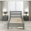 Wood platform bed with two drawers  twin (gray) - Korvel