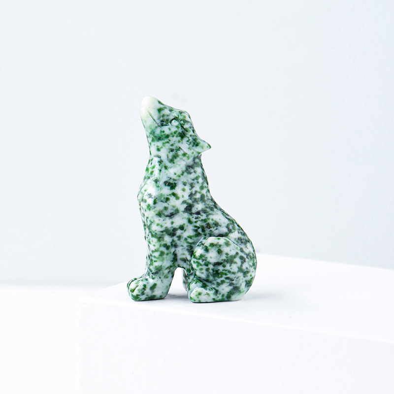 Natural Crystal Wolf Cub Carving - Premium Home Decor