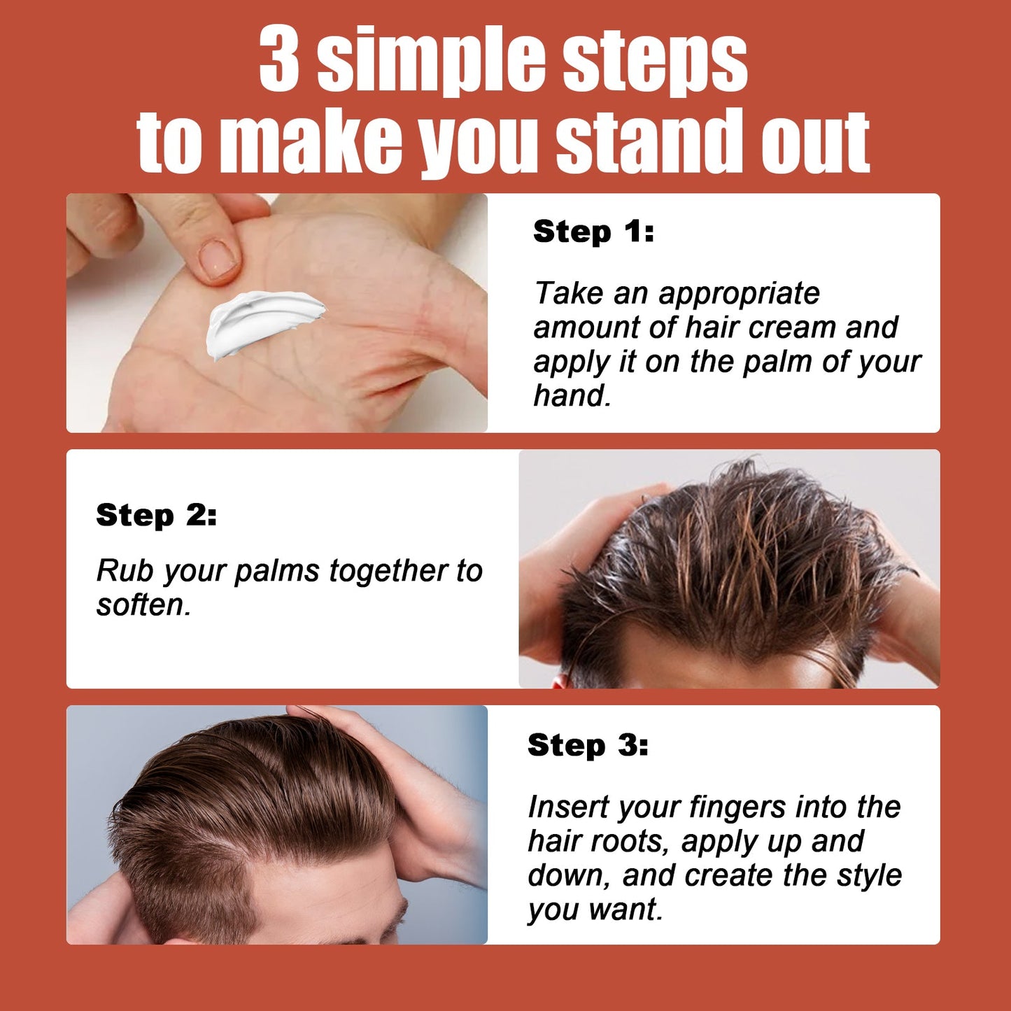 Styling And Care Hair Cream, Strong Hair Styling Moisturizing Shine Long-Lasting Styling Natural Volumizing Cream - Korvel