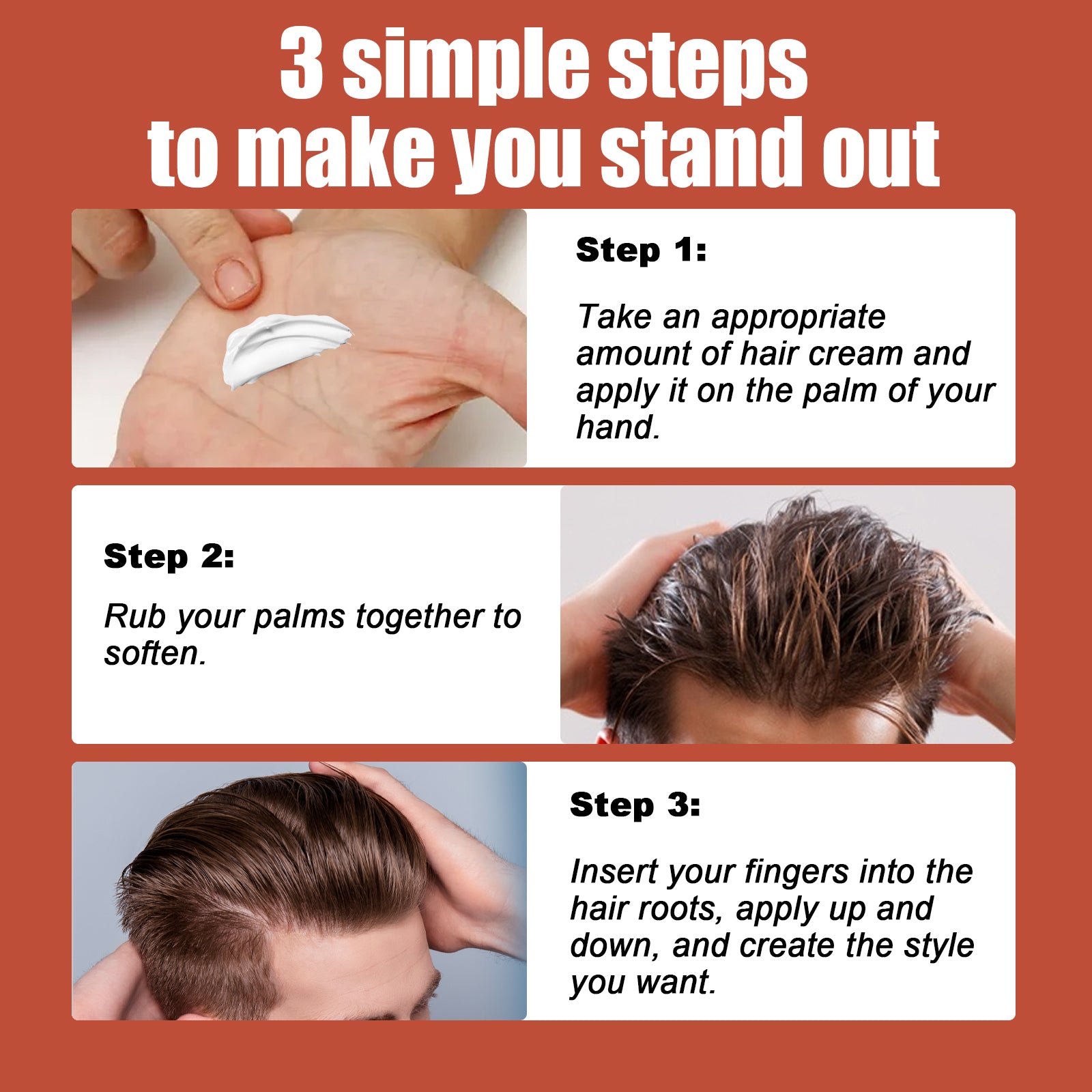 Styling And Care Hair Cream, Strong Hair Styling Moisturizing Shine Long-Lasting Styling Natural Volumizing Cream - Korvel