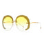 Fashion Oversized Rimless Round Sunglasses Women Clear Ocean Gradient Lens Shades - Korvel