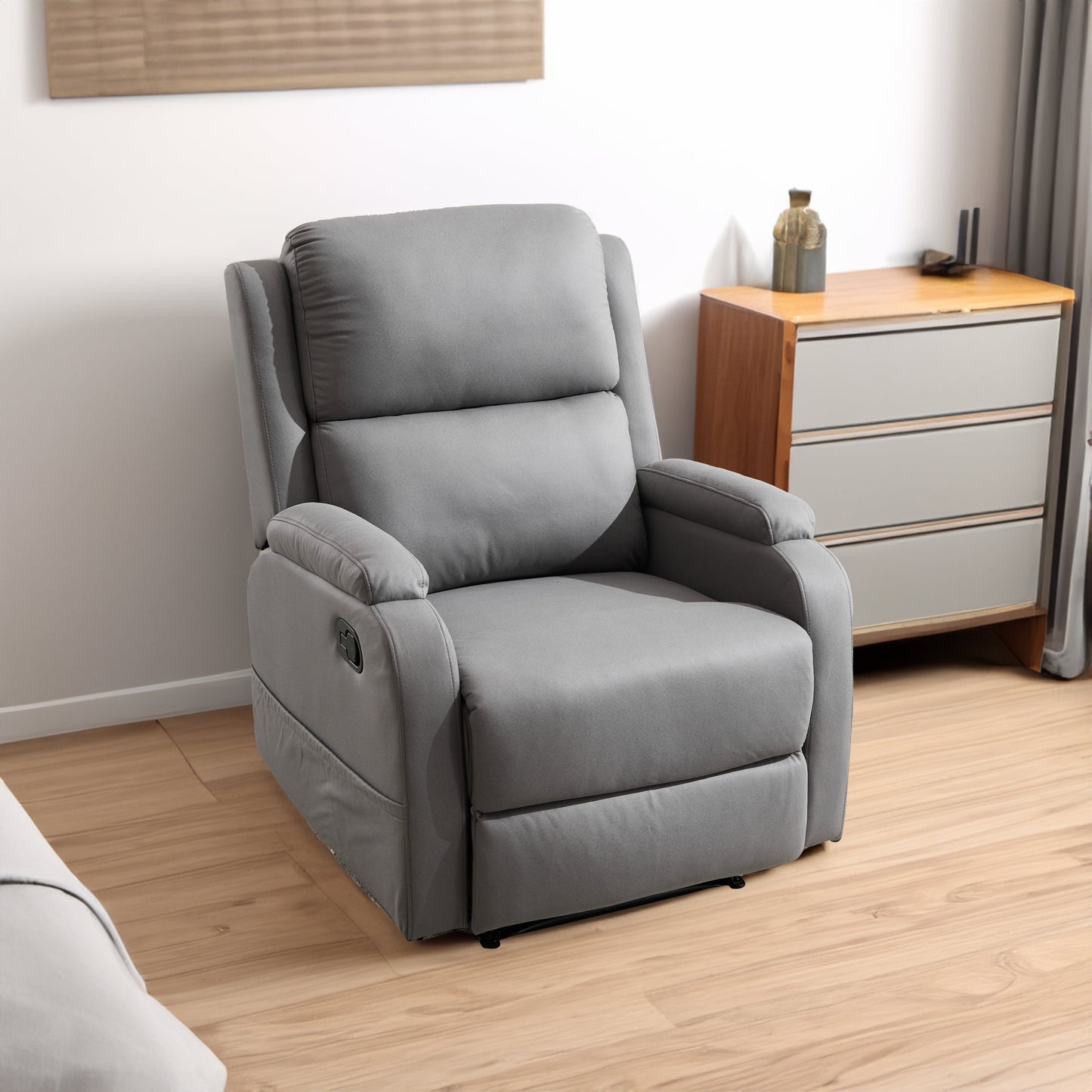 Gray PU Leather Recliner Massage Chair with Adjustable Positions