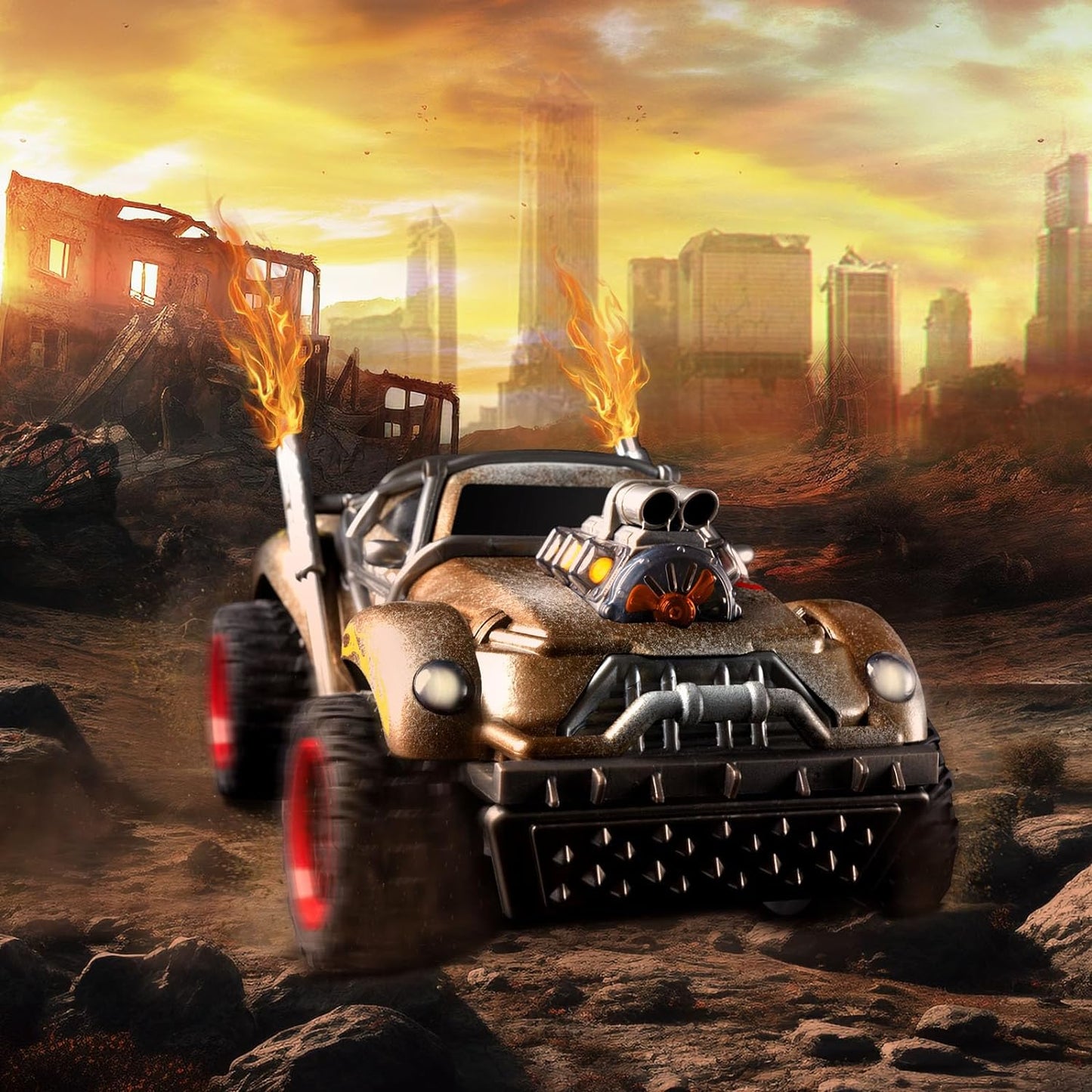 Wasteland Style 1:14 Scale 2.4GHz Model Racing Remote Control Car Hobby Electric RC Car Toys for Boys and Adults (Golden) - Korvel