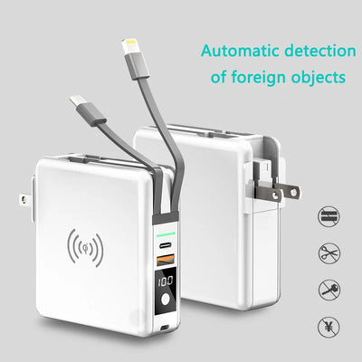 Premium 10000mAh Power Bank with AC Plug & Fast Wireless Charging
