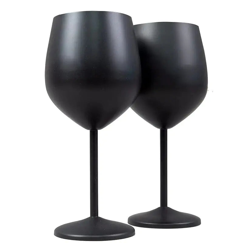 Elegant Stainless Steel Wine Glasses with Black Plating