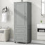 Tall Bathroom Storage Cabinet, Freestanding Storage Cabinet with Two Drawers and Adjustable Shelf, MDF Board , Grey - Korvel
