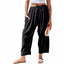 Pantalons larges en coton et lin taille haute pour femmes
