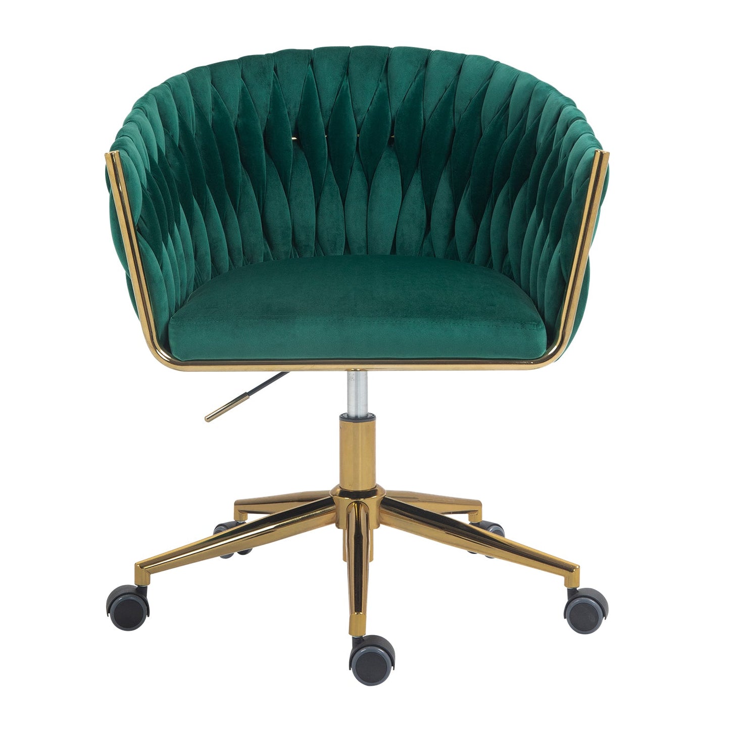 Sillón moderno verde tejido a mano con ruedas y altura ajustable