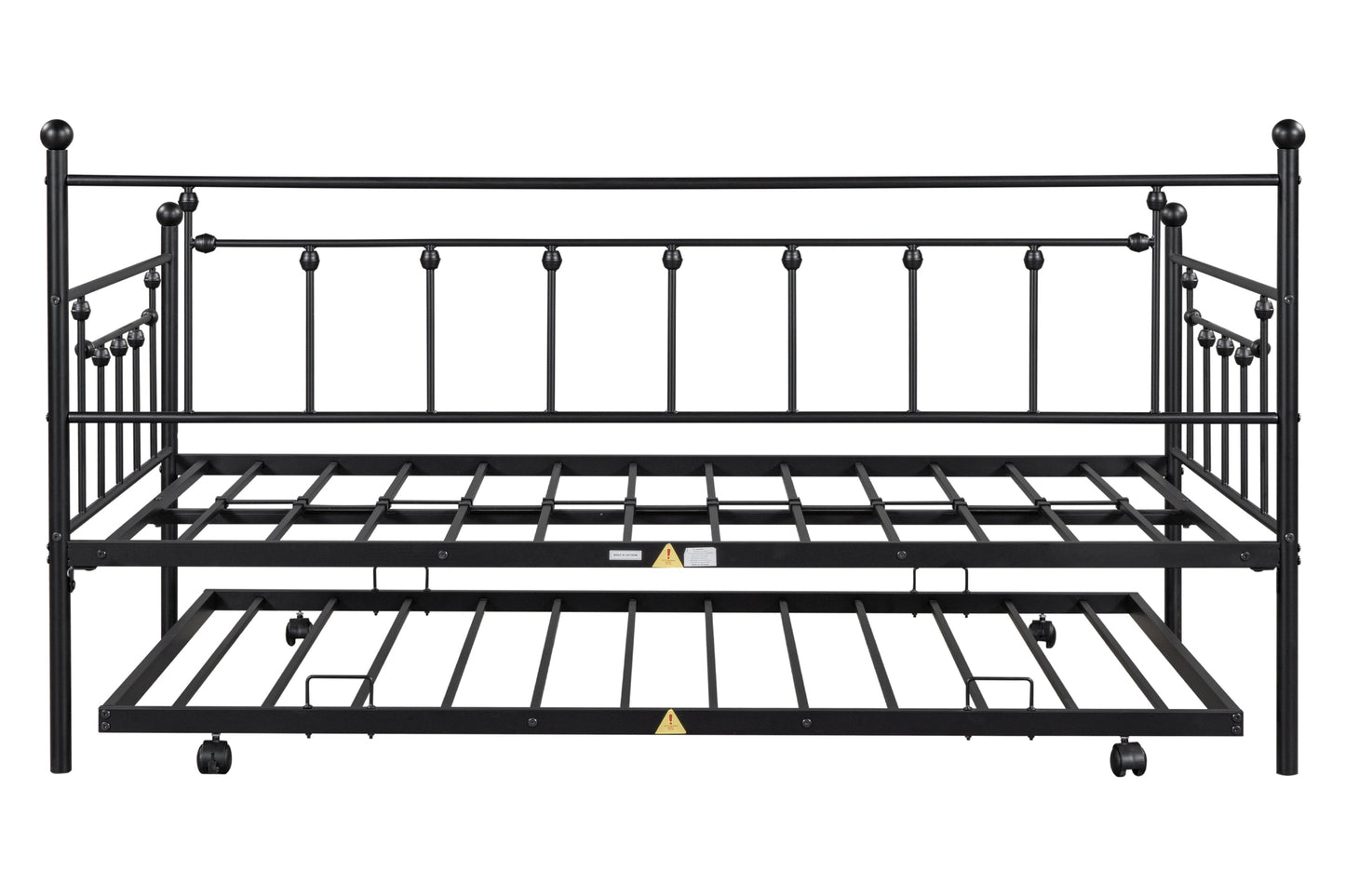 Retro Black Metal Double Bed with Flexible Ear Shaft