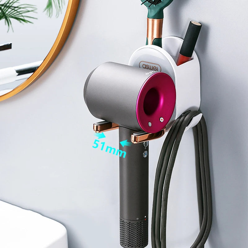 Wall Mounted Hair Dryer Holder Foldable Bathroom Wall Organizer Storage Holder Home Hair Brush Storage Bracket Hair Dryer Rack - Korvel