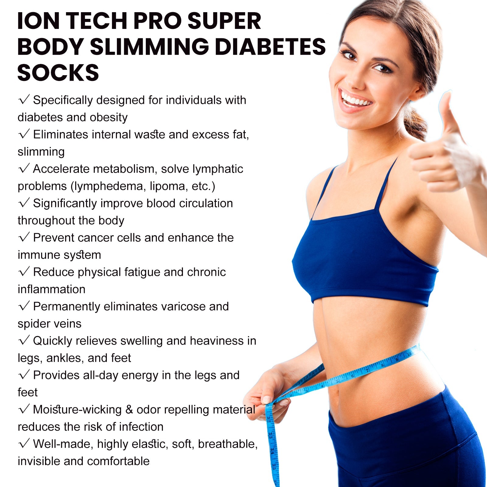 Lon Tech Pro Super Body Slimming Diabetes Socks, Breathable Soft And Comfortable Non-slip Foot Care Socks - Korvel