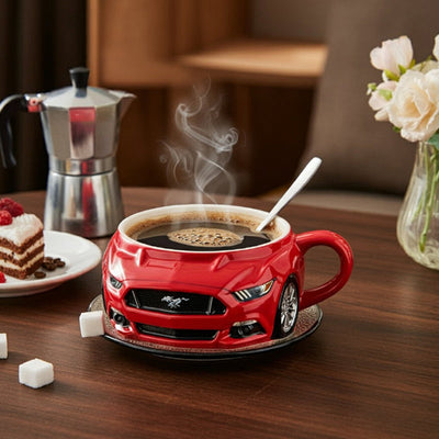 Taza de café de acero inoxidable en forma de coche - Taza de novedad hecha a mano