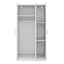 3 Door Wardrobe with Mirror, Armoire with Hanging Rod and 3 Fixed Shelves,White - Korvel