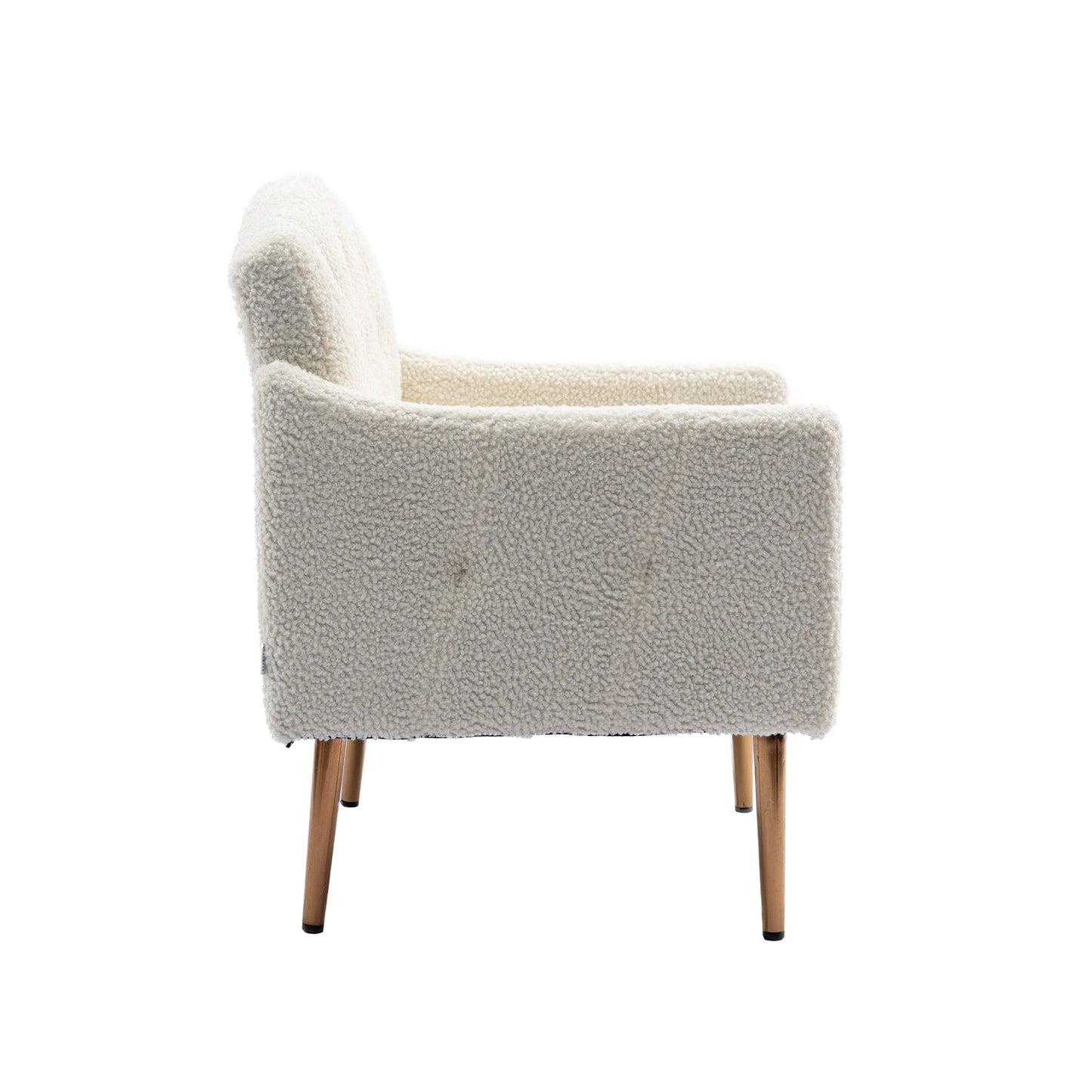 COOLMORE modern style armchair, plush decorative fabric armchair with golden metal legs (white teddy bear) - Korvel