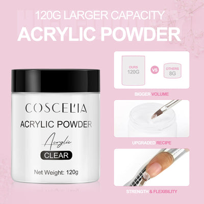 COSCELIA New 120g Crystal Powder 80Ml Crystal Liquid Manicure Extension Nail Tool Full Set - Korvel