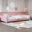 Twin size Upholstered Daybed, Sherpa Fabric Sofabed with Cloud-Shaped Backrest, No Box-spring Needed, Pink - Korvel